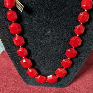 Vibrant Red Beaded Necklace with Glossy Finish